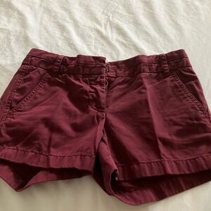 J Crew chino 4” shorts burgundy/wine color size 00